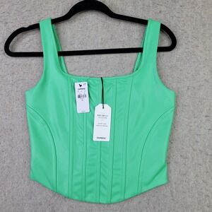 NWT Express Body Contour Corset‎ Square Neck Cropped Tank Top Lime Green XS NEW